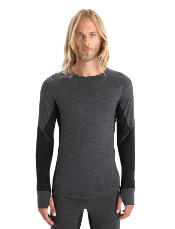 Men's Icebreaker BodyfitZone™ Merino 260 Zone Long Sleeve Crewe Thermal Top Base Layers Jet Heather / Black | CA 1565AHKP